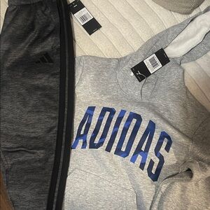 Adidas Kids Charcoal Joggers and Grey Hoodie